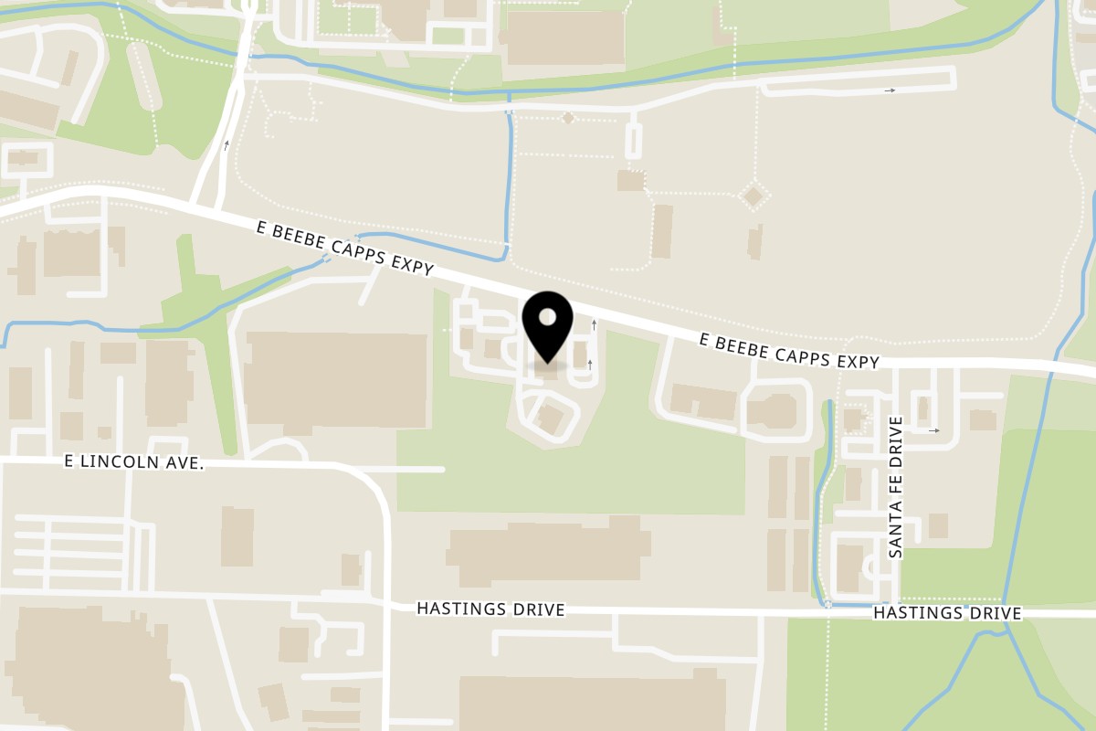 Map showing the location of Rock House on 1301 E Beebe Capps Expy in Searcy