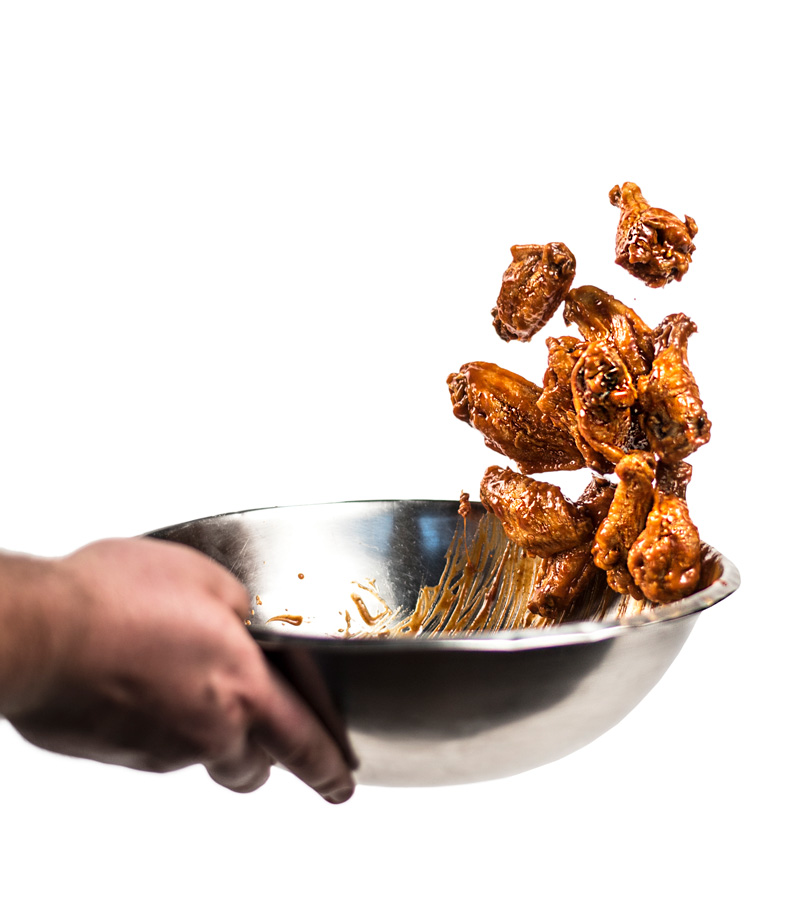 tossed hot wings